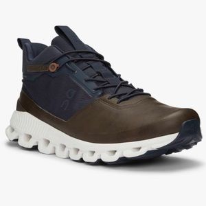 On Cloud Hi navy blue brown sneakers athletic size 12.5
